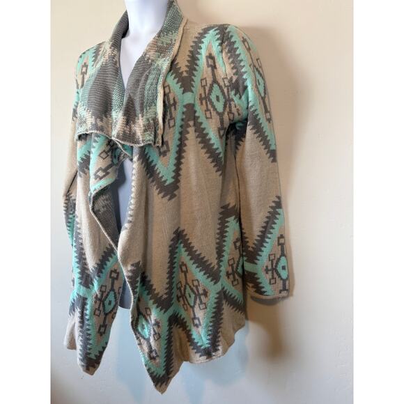 Renee C Womens Sz L Aztec Tribal Southwest Oversized Wool Mohair Knit Cardigan - Picture 6 of 9